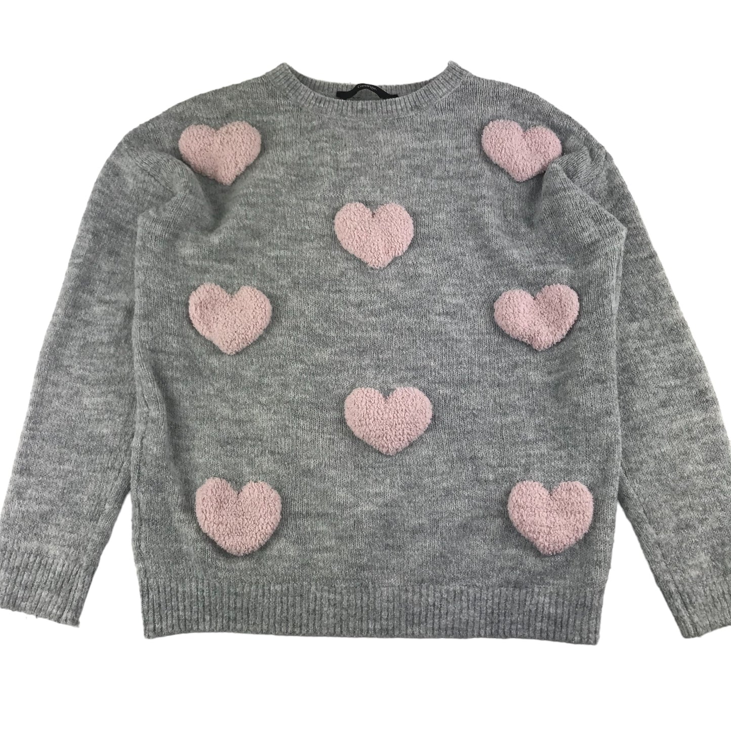 George Jumper Age 9 Grey Light Pink Love Hearts