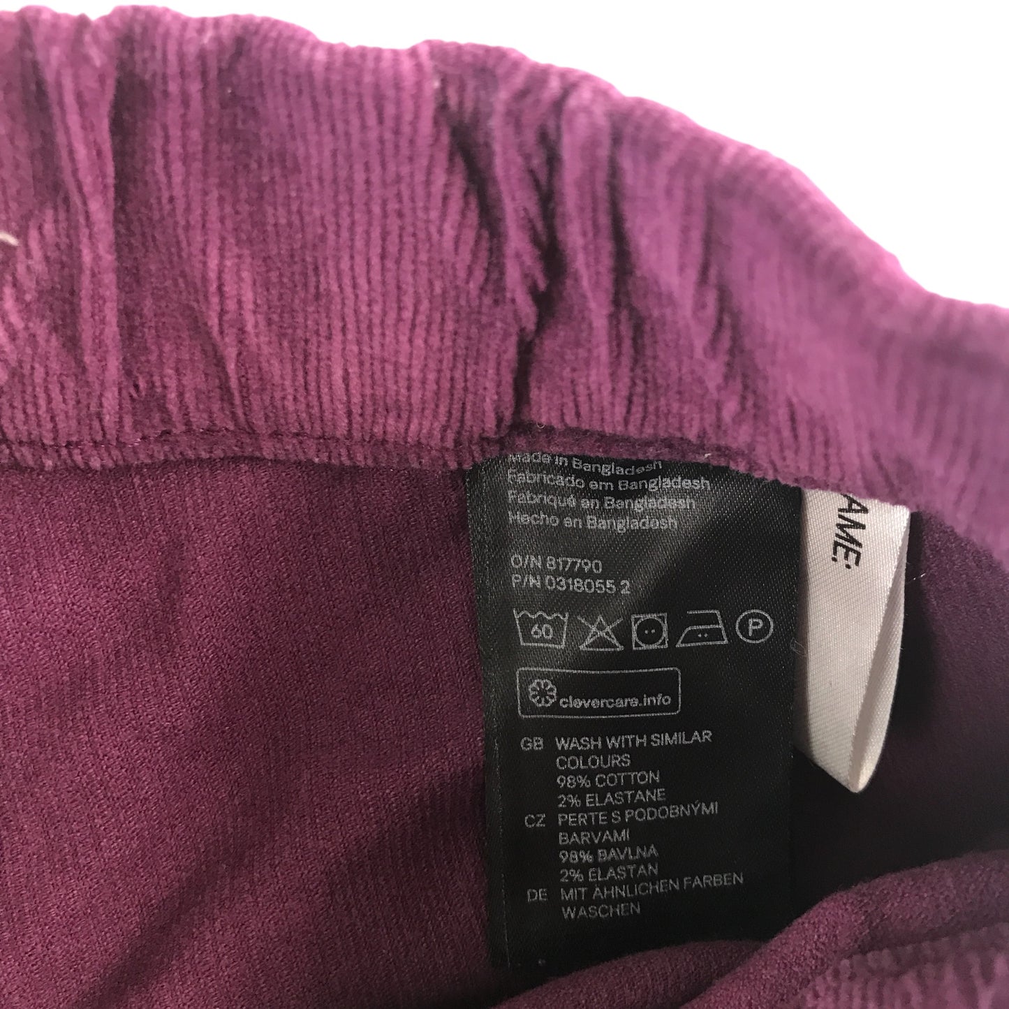 H&M trousers 8-9 years burgundy corduroy pull up