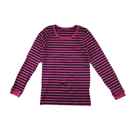 M&S Thermal Top 11-12 Years Pink and Navy Stripy