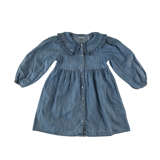 Matalan dress 6-7 years blue denim lace collar detail button up cotton