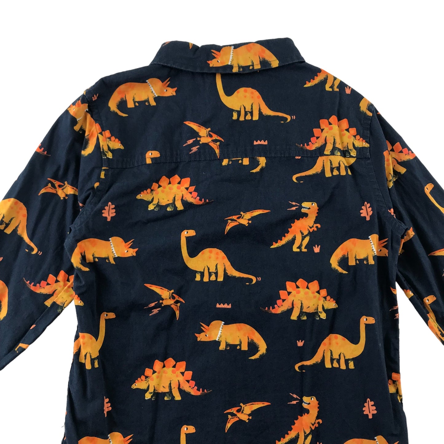 F&F shirt 6-7 years navy with orange dinosaurs graphic print cotton