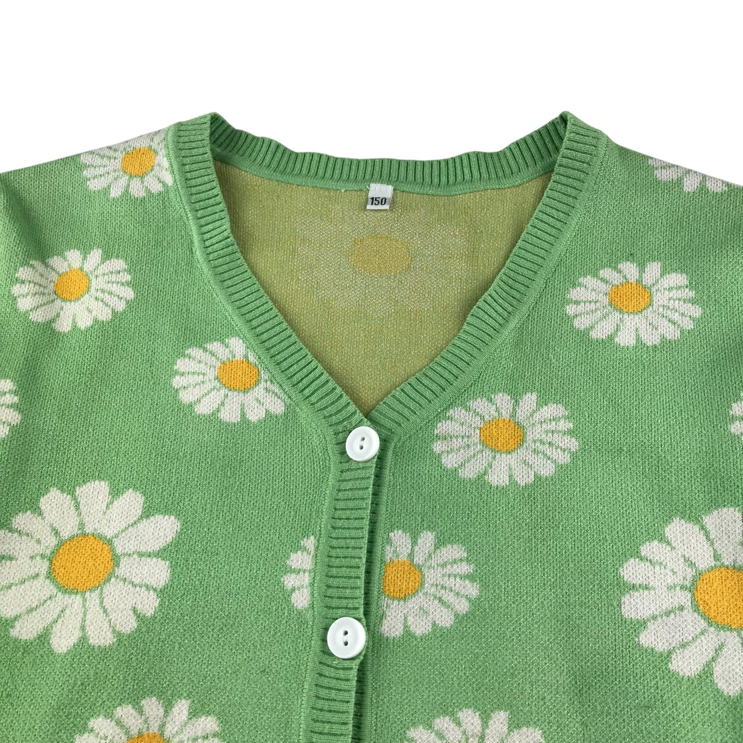 Cardigan 11-12 years light green with daisy floral design