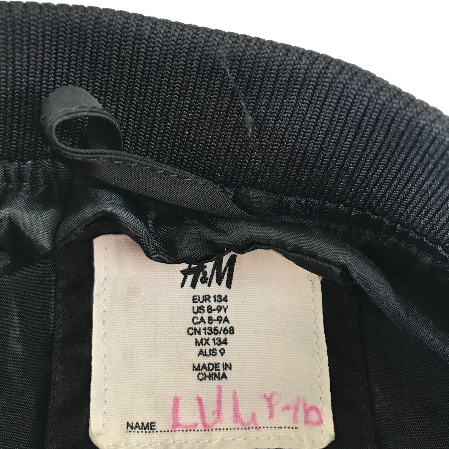 H&M light jacket 8-9 years black bomber style cuffed arms and waist with sequin patches