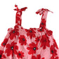 F&F dress 7-8 years red floral layered top with shoulder bowtie straps cotton