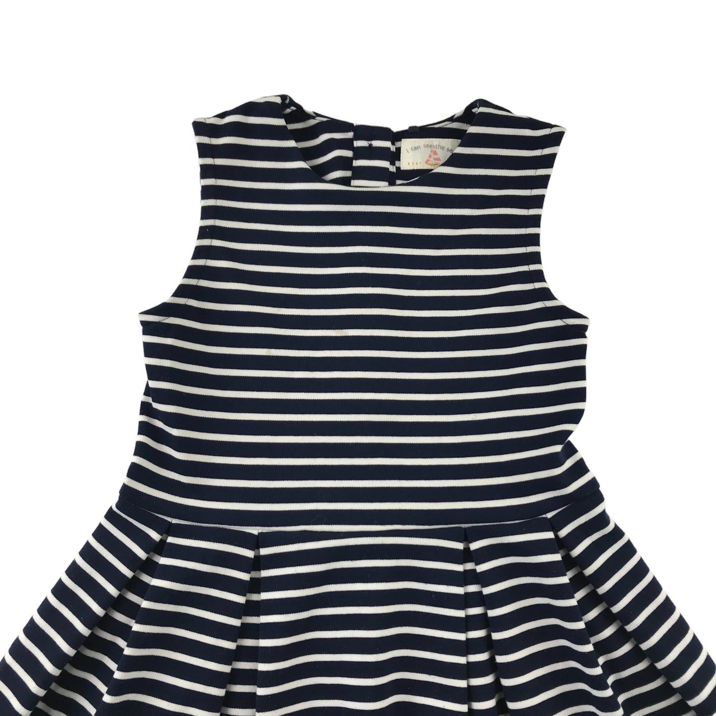 Next Dress Age 4 Navy and White Stripy Pleated Skirt