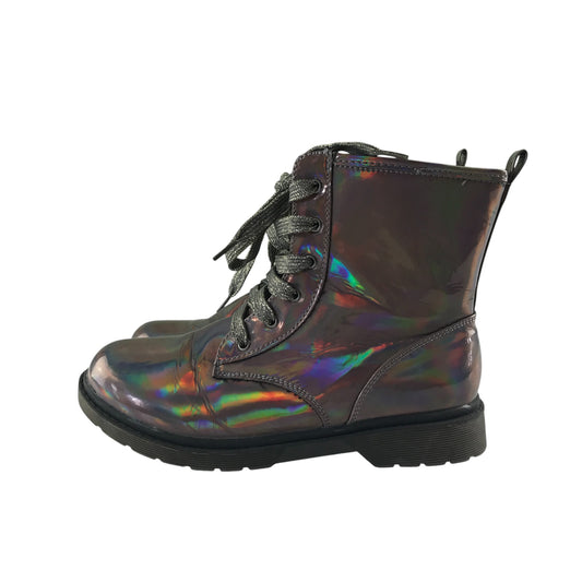 Original Marines combat boots shoe size 3.5 silver metallic shine reflective glittery laces
