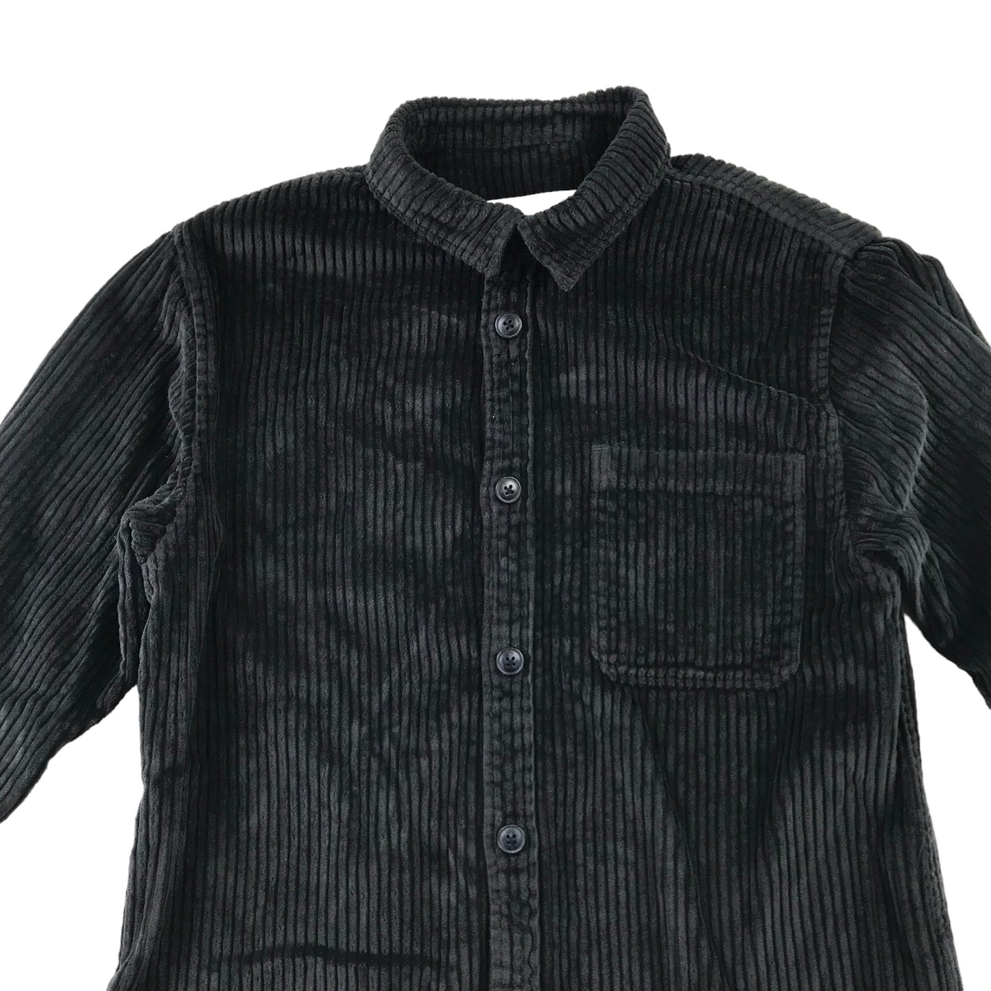 Zara shirt 9 years black corduroy vertical textured cotton