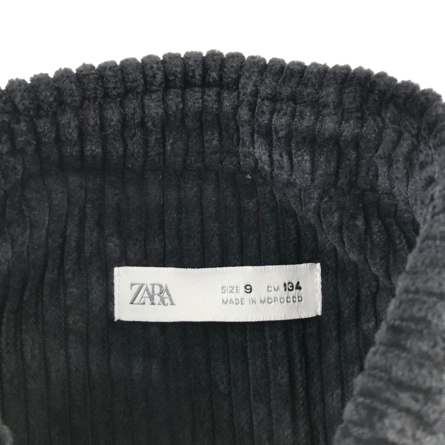 Zara shirt 9 years black corduroy vertical textured cotton