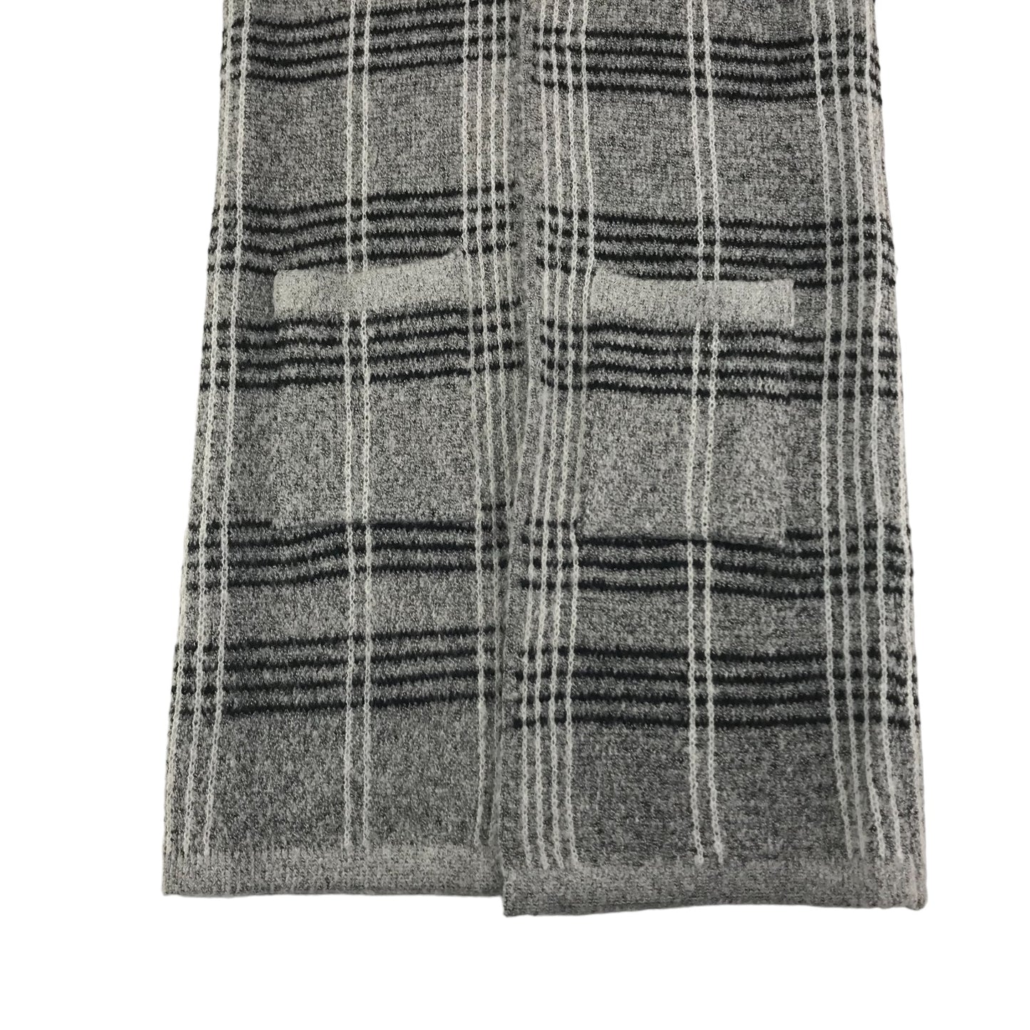 Primark Long Shrug Age 9 Grey Check Pattern Faux Fur Collar