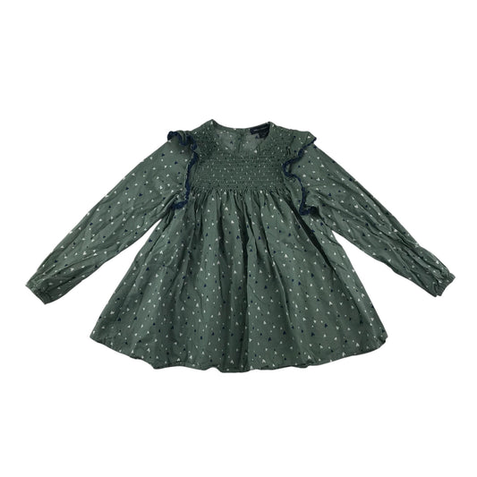 French Connection blouse 6-7 years khaki frilled design with love heart print cotton