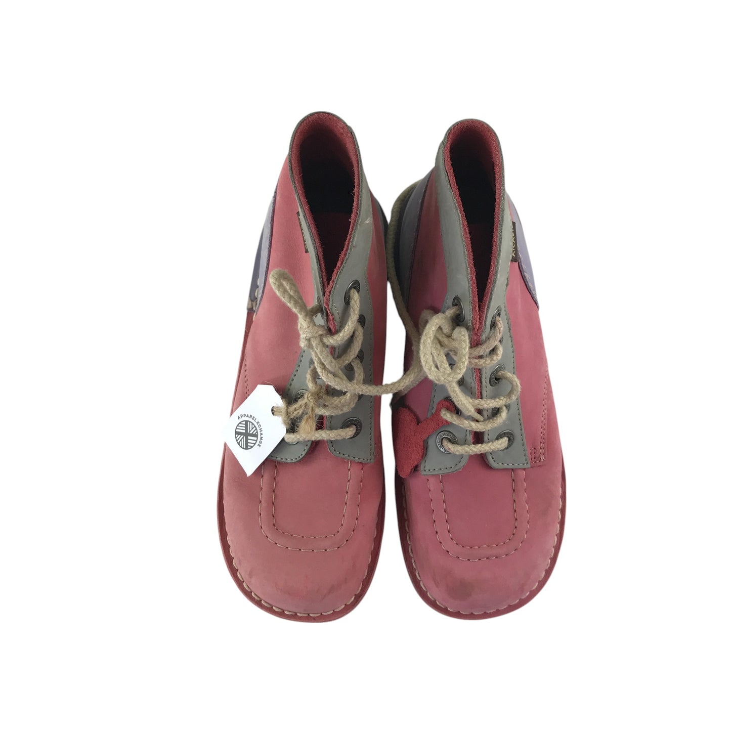 Kickers boots shoe size 6 pink violet and grey colourway leather upper with back rubber soles