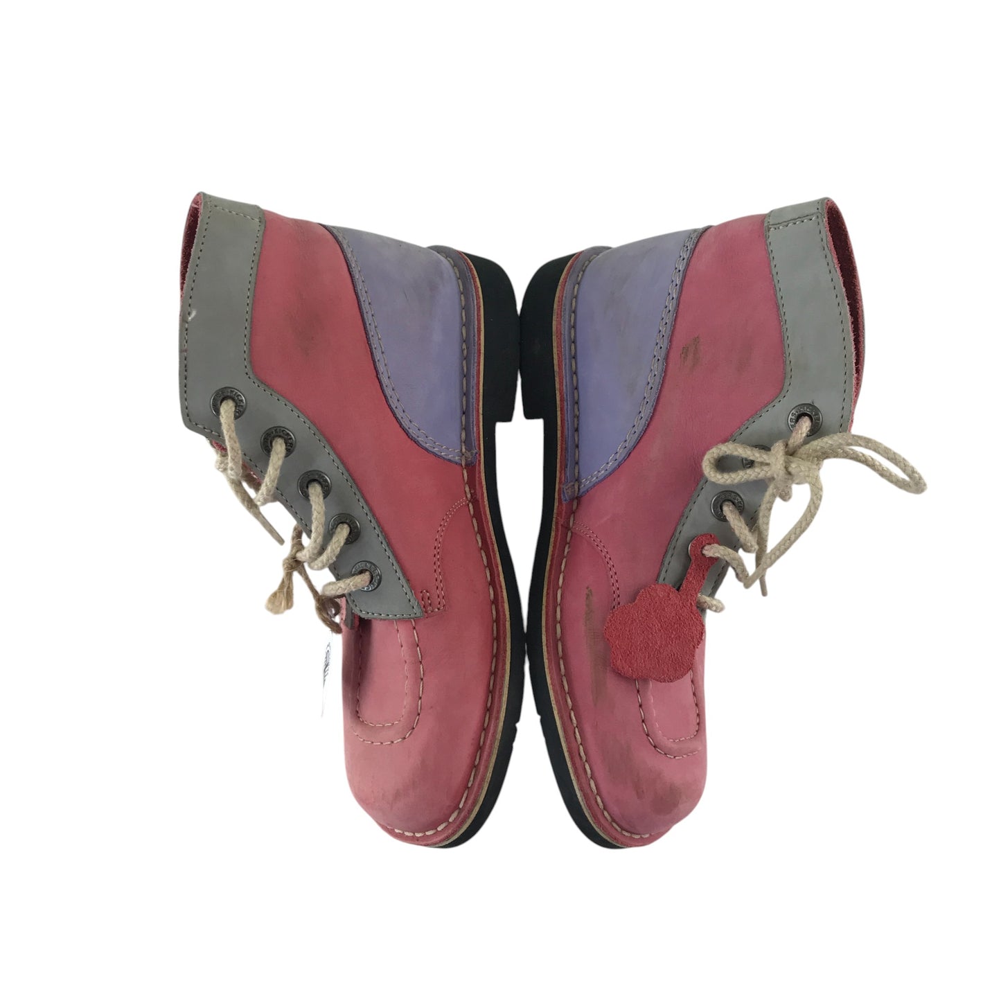 Kickers boots shoe size 6 pink violet and grey colourway leather upper with back rubber soles