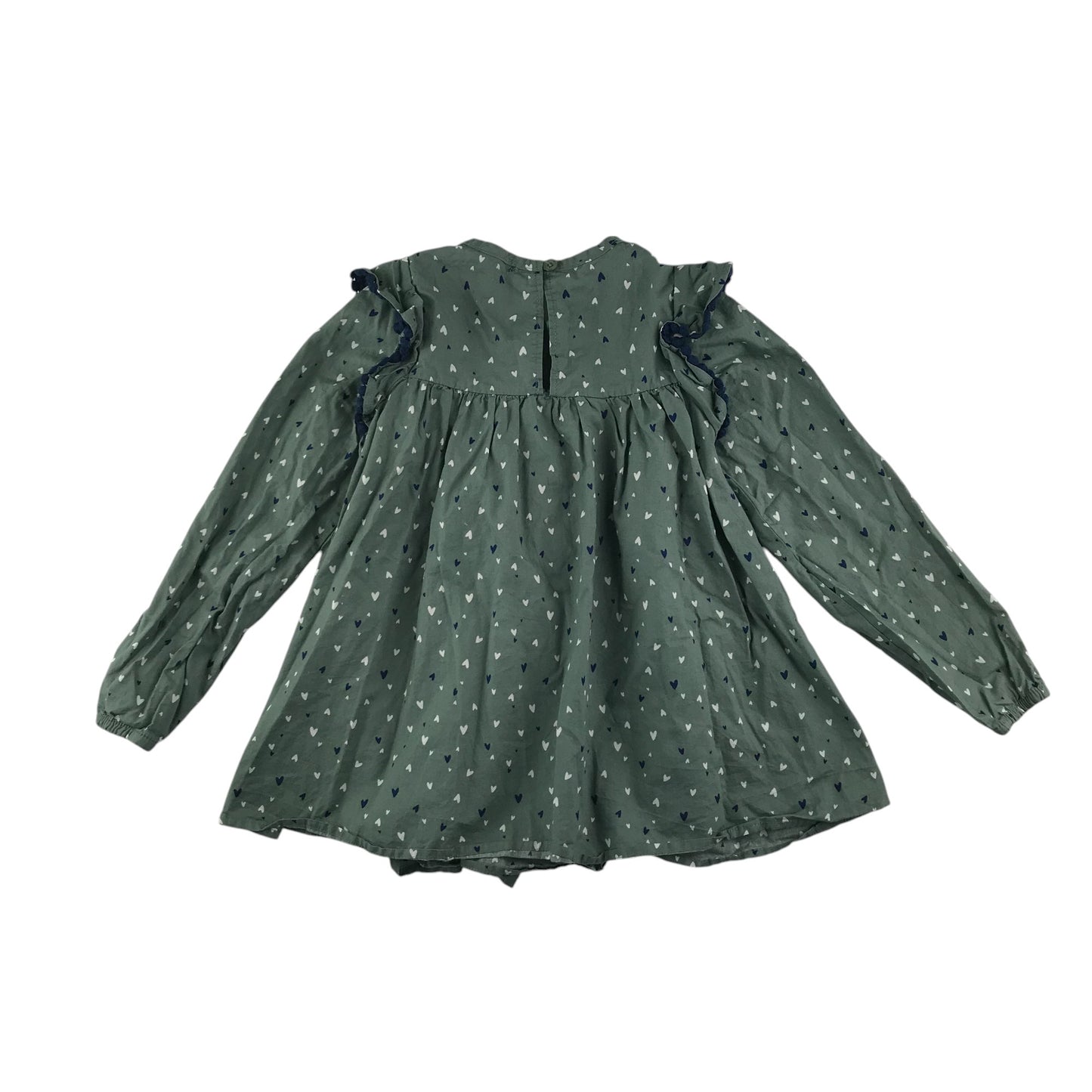 French Connection blouse 6-7 years khaki frilled design with love heart print cotton