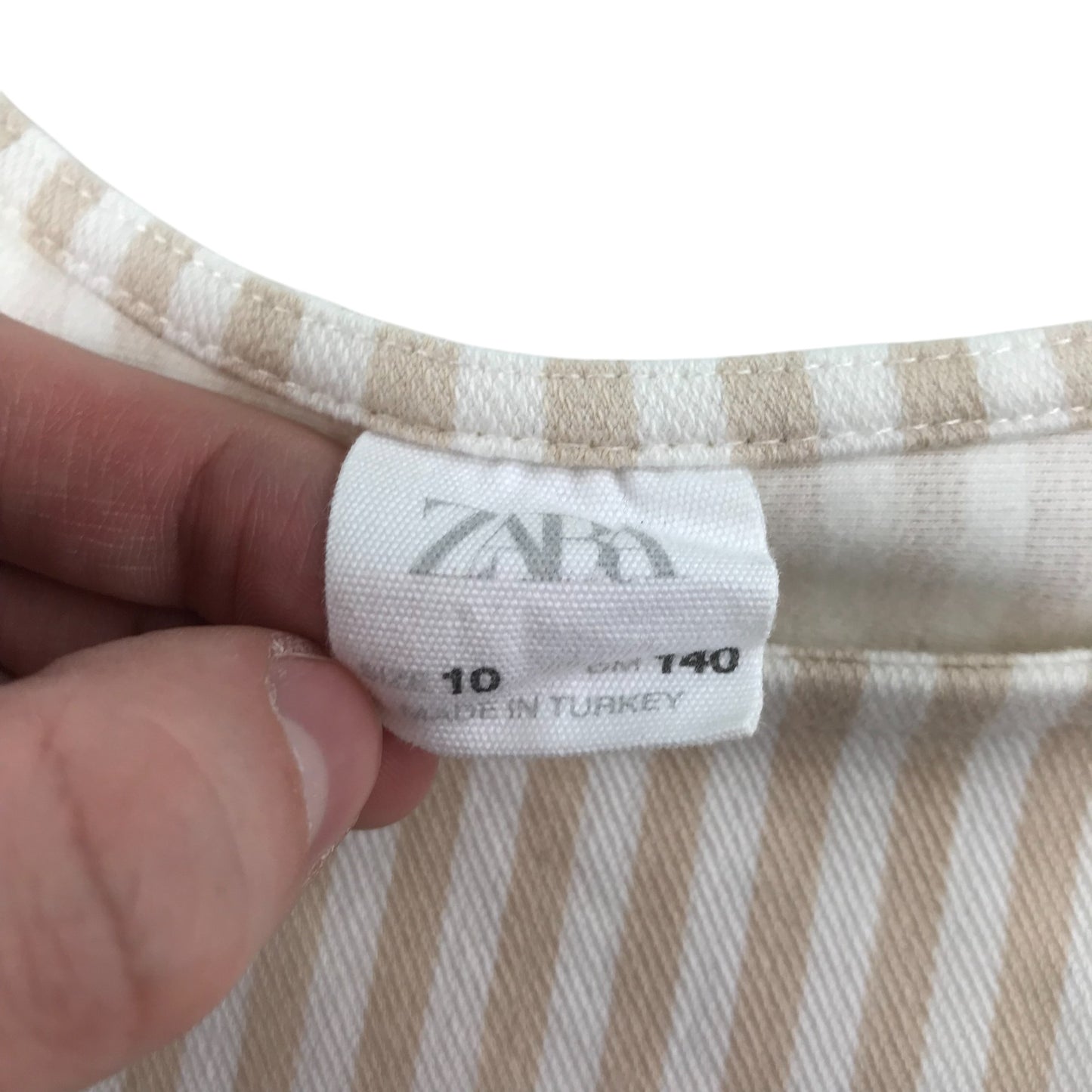 Zara blouse 9-10 years beige and while vertical stripes pattern