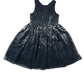 H&M dress 5-6 years navy blue mesh layered with sequins