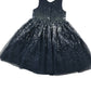 H&M dress 5-6 years navy blue mesh layered with sequins