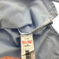 Nutmeg blouse 10-11 years blue and white vertical stripes with embroidered patches