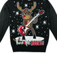 George Festive Jumper Adult S Black Rodolph Rocks with Electric Guitar