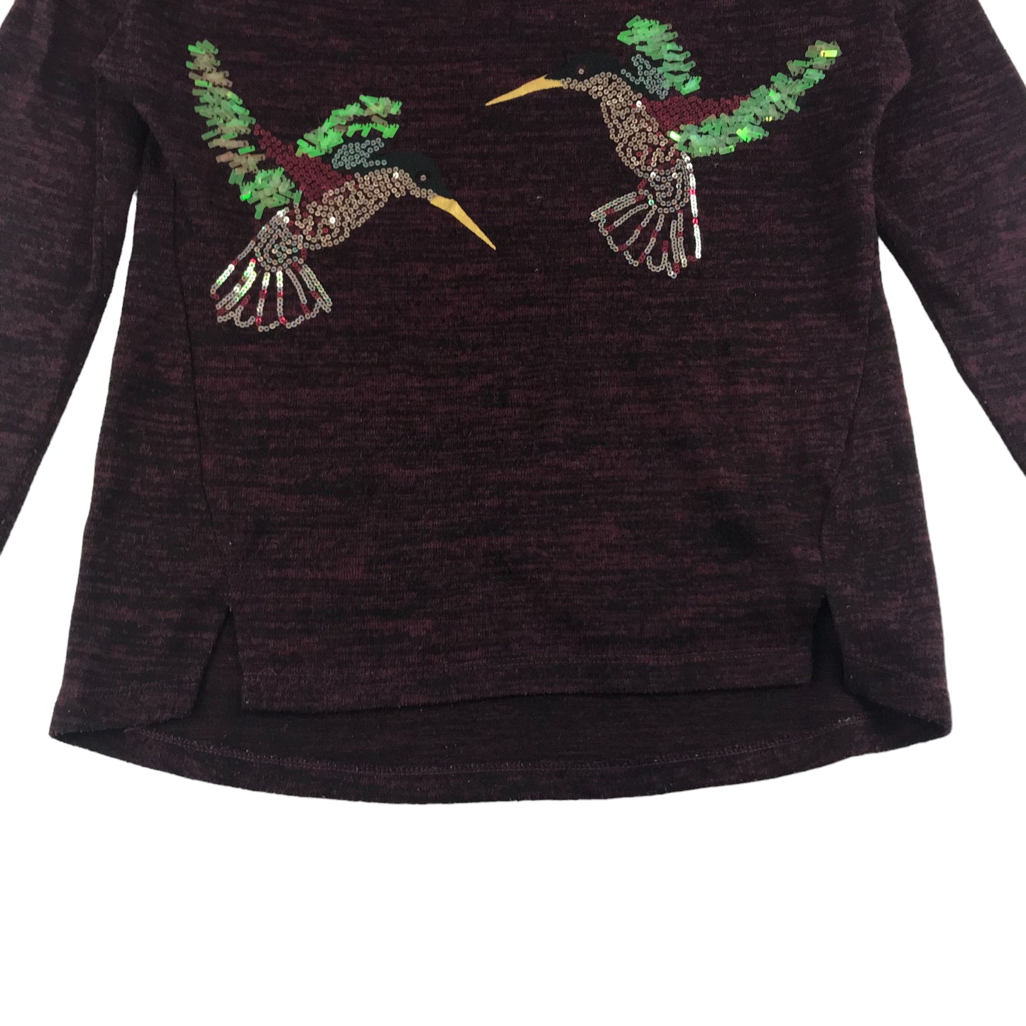 F&F Jumper Age 9 Dark Burgundy Sequin Humming Birds