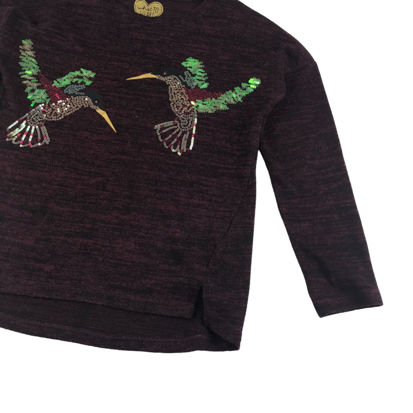 F&F Jumper Age 9 Dark Burgundy Sequin Humming Birds