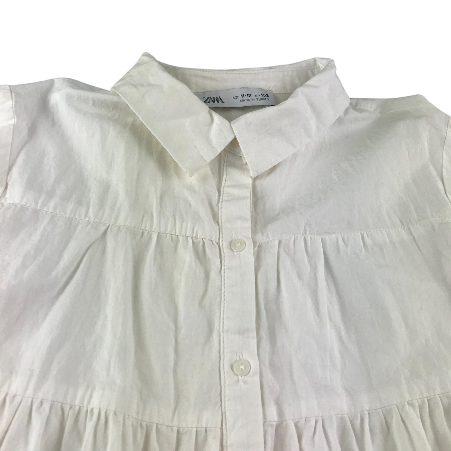 Zara blouse 11-12 years white plain layered with collar cotton