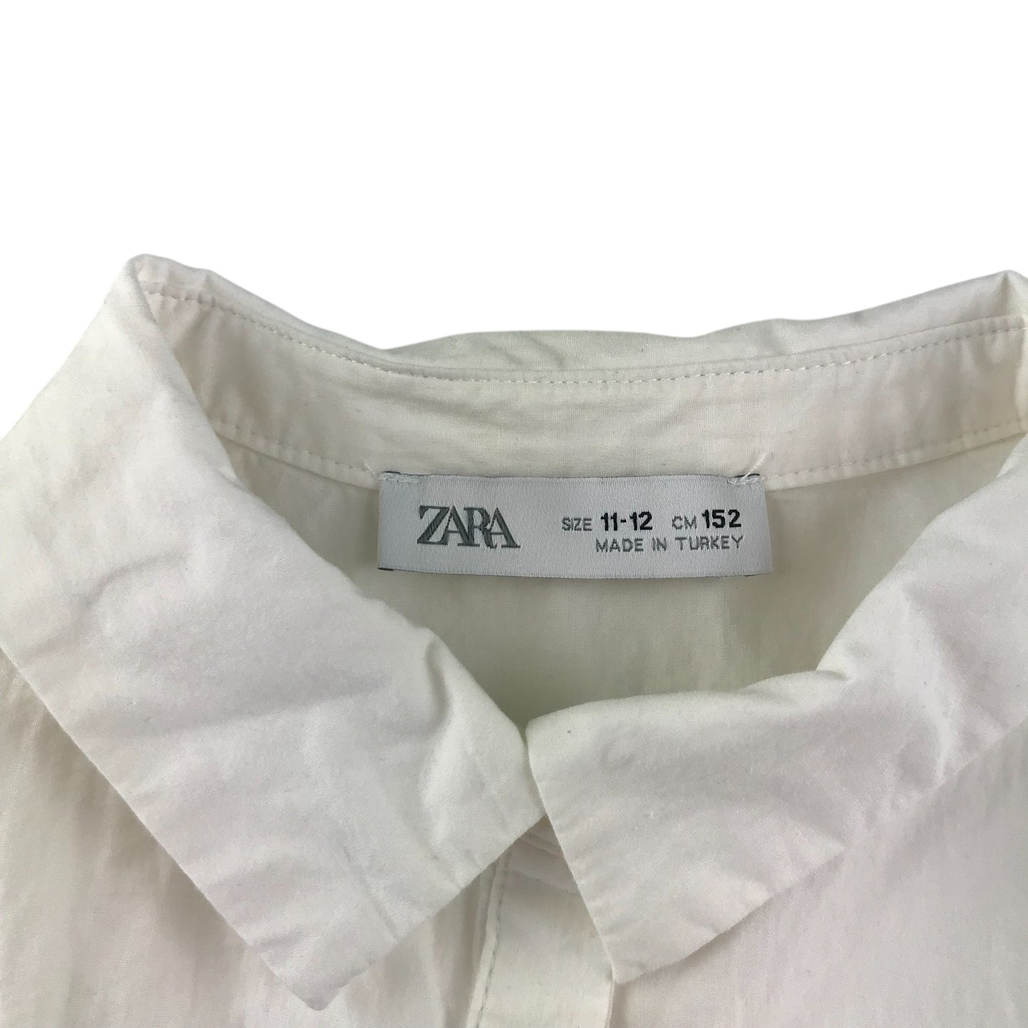 Zara blouse 11-12 years white plain layered with collar cotton