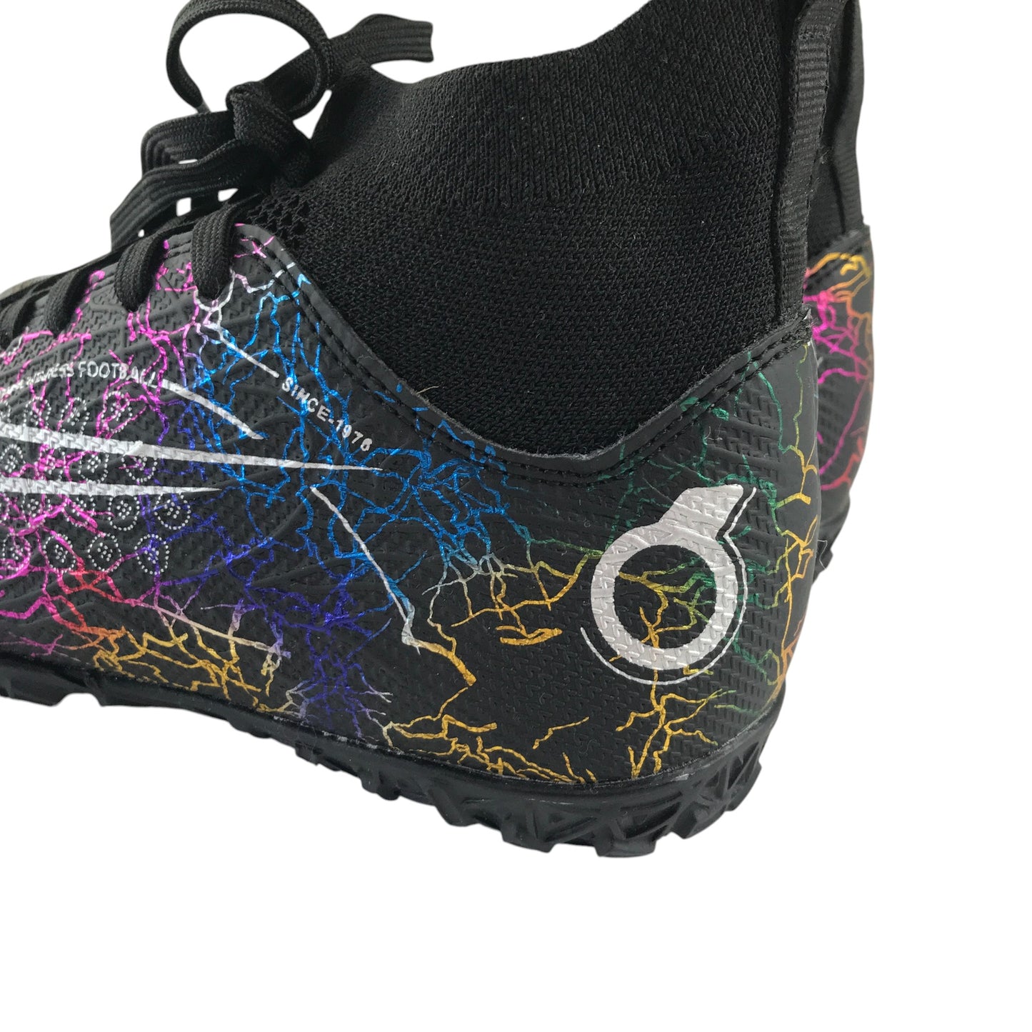 Football boots shoe size UK 2 black multicoloured lighting design