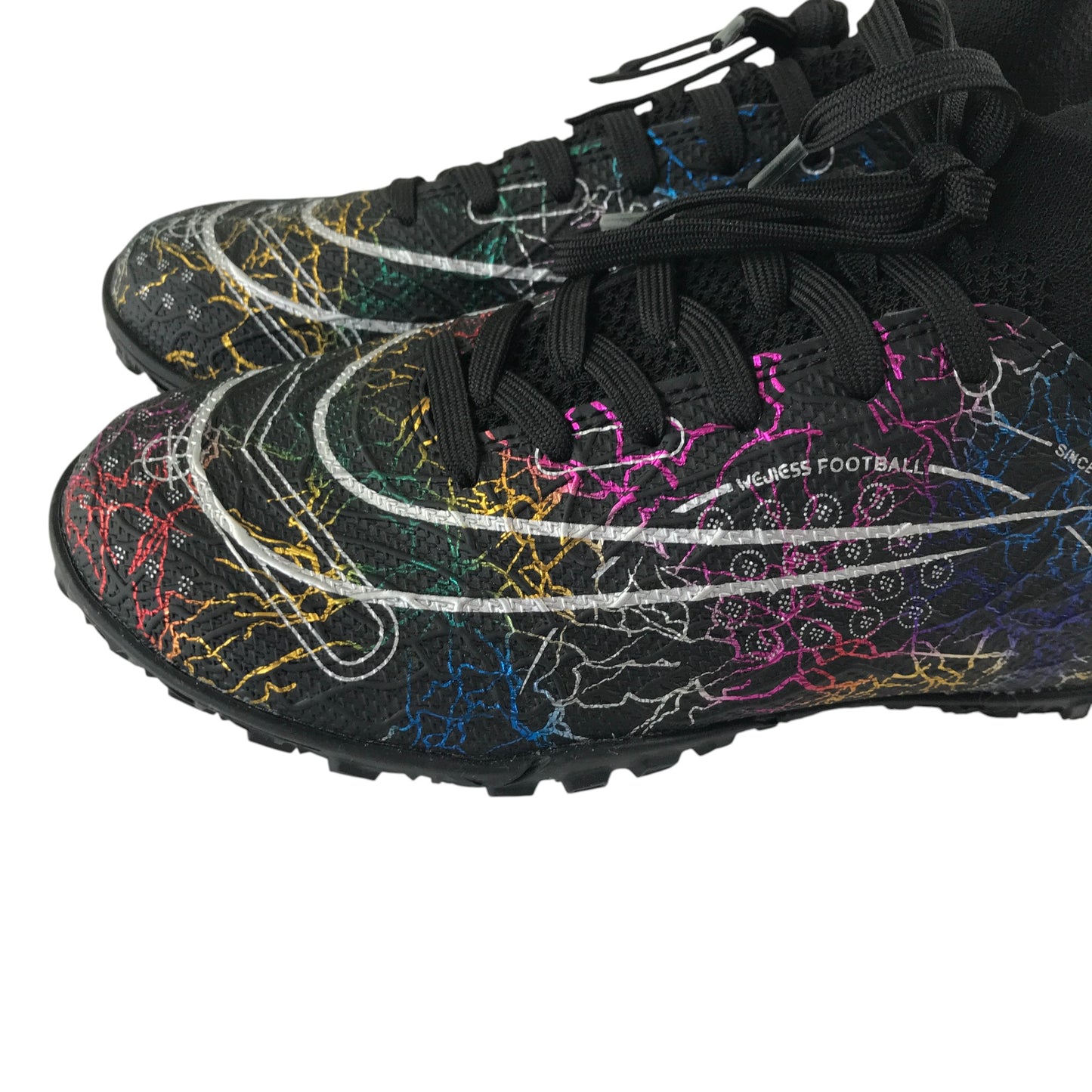 Football boots shoe size UK 2 black multicoloured lighting design