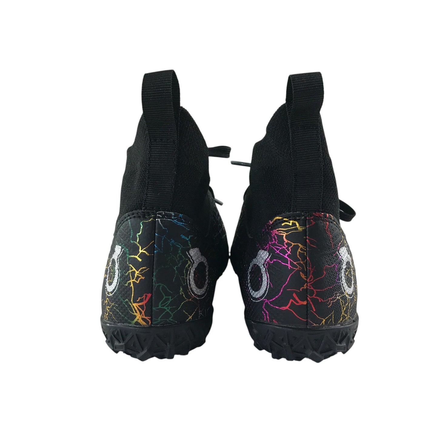 Football boots shoe size UK 2 black multicoloured lighting design