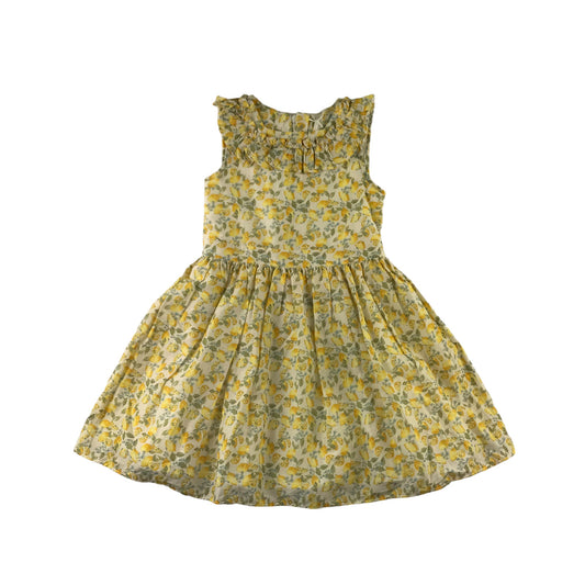 Next Dress Age 5 Yellow Lemon Print Design Frilled Top Cotton