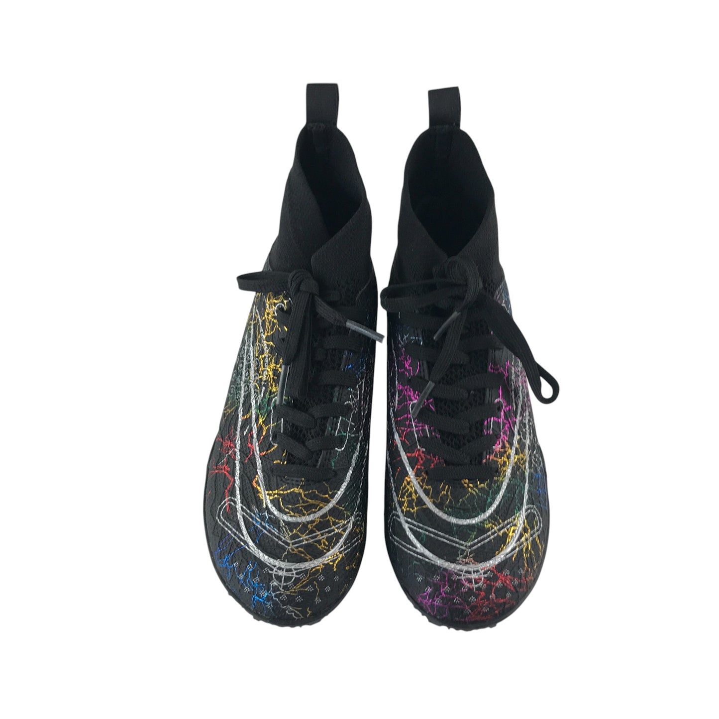 Football boots shoe size UK 2 black multicoloured lighting design