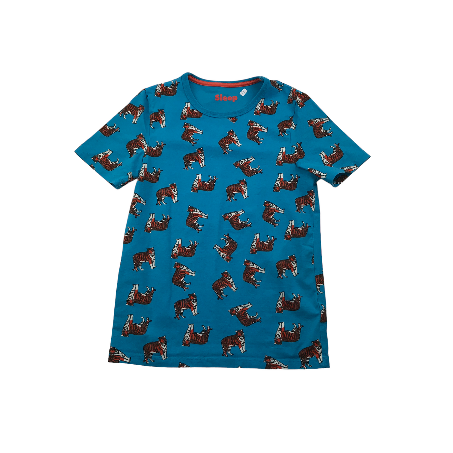 M&S Blue Tigers Cotton Pyjama Set Age 9