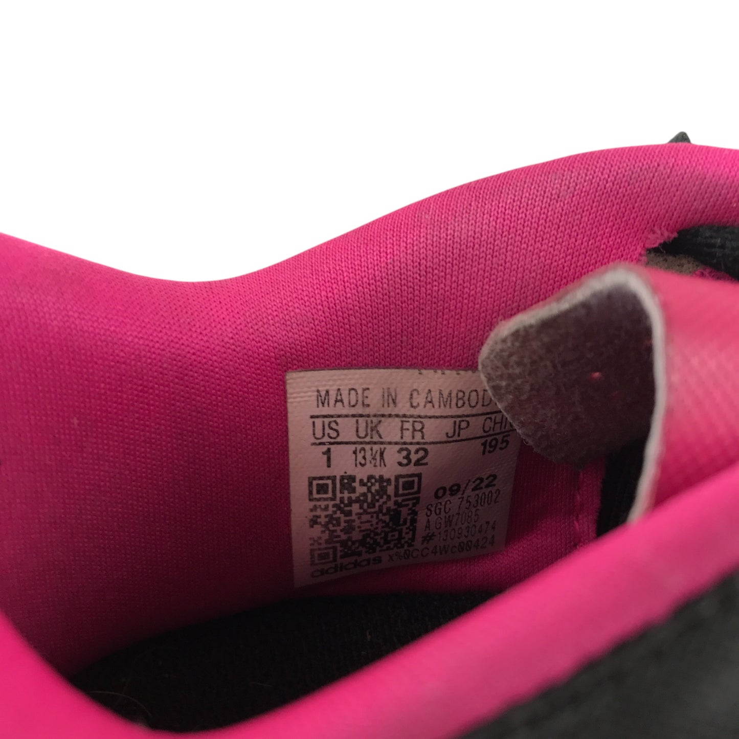 Adidas Predator football boots shoe size UK 13.5k  black white and pink colourway