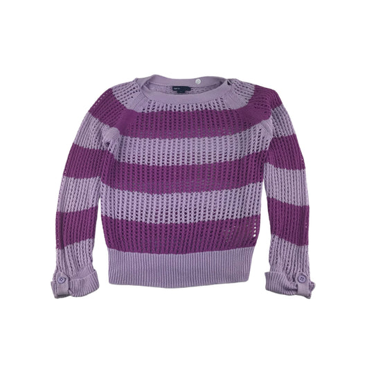 GAP Jumper Age 10 Lilac Purple Stripy Fishnet Style Knitted