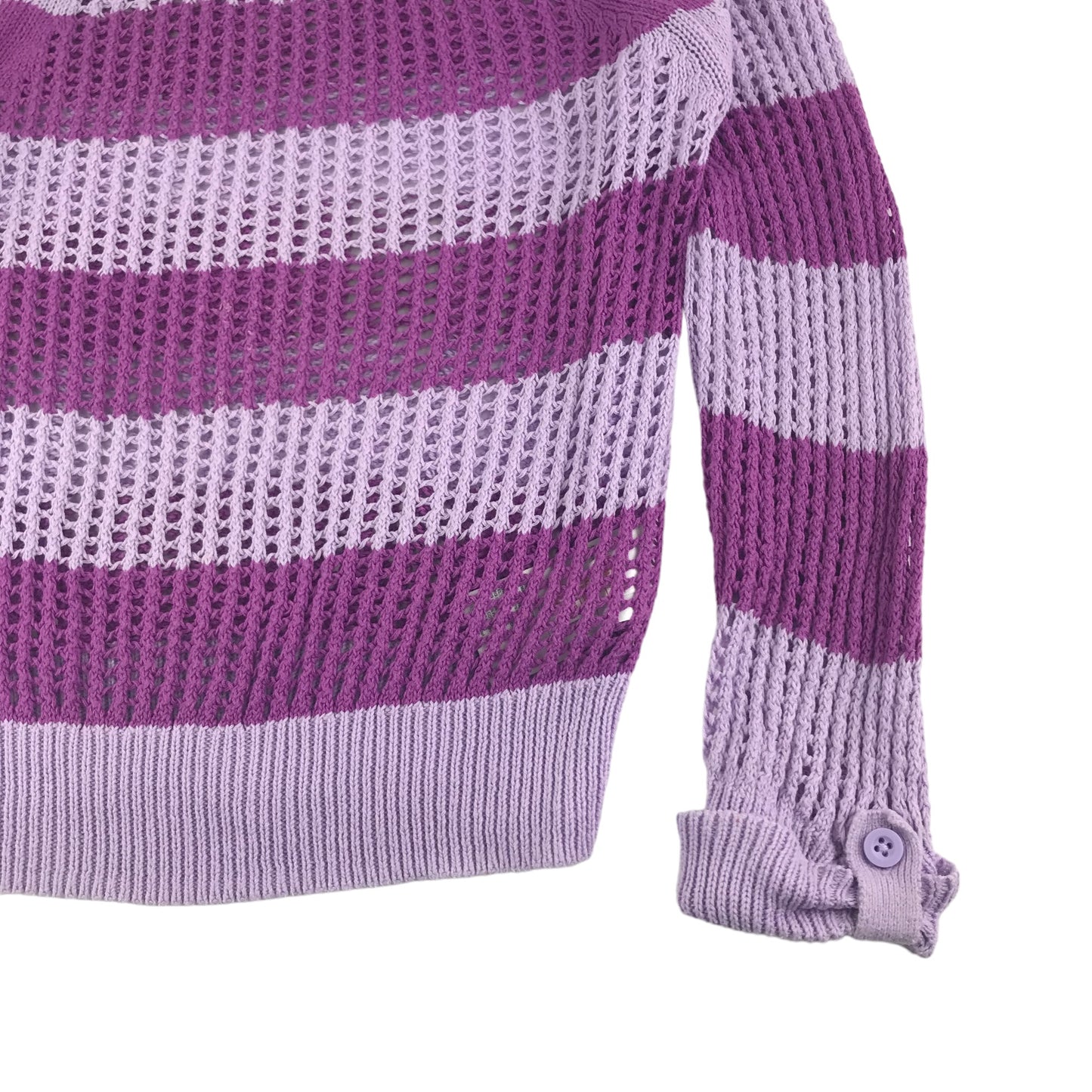 GAP Jumper Age 10 Lilac Purple Stripy Fishnet Style Knitted