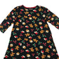 George festive dress 9-10 years black long sleeve A-line stretchy gingerbread print pattern