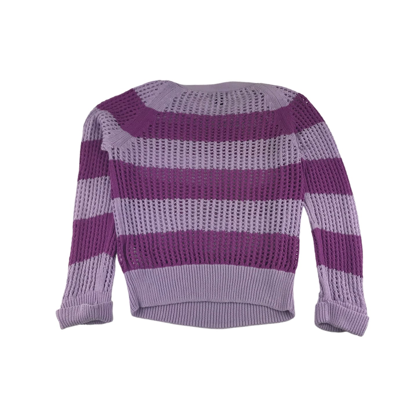 GAP Jumper Age 10 Lilac Purple Stripy Fishnet Style Knitted