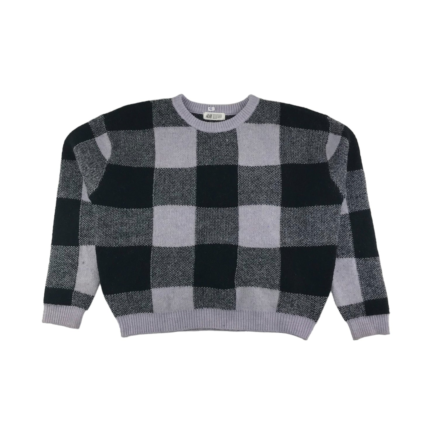 H&M Jumper Age 11 Lilac Black Check Pattern