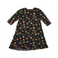 George festive dress 9-10 years black long sleeve A-line stretchy gingerbread print pattern