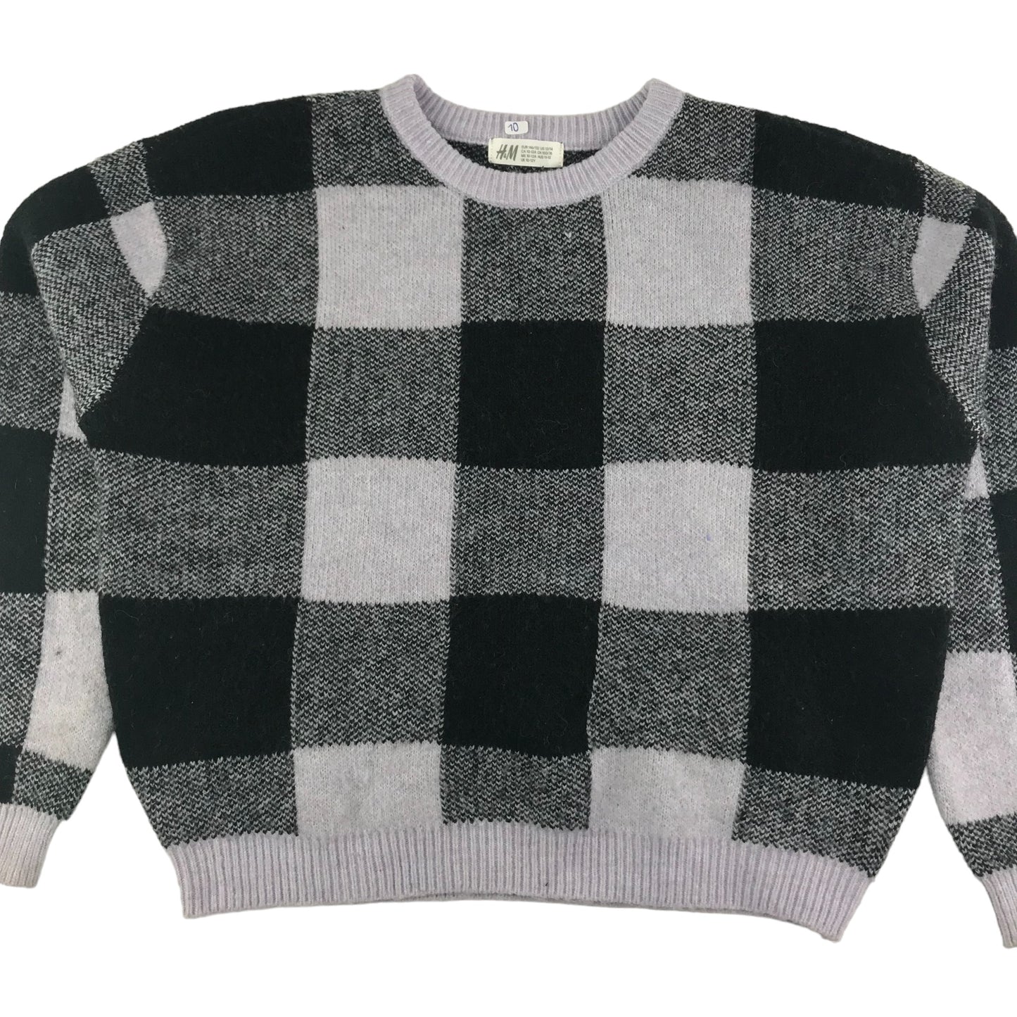 H&M Jumper Age 11 Lilac Black Check Pattern