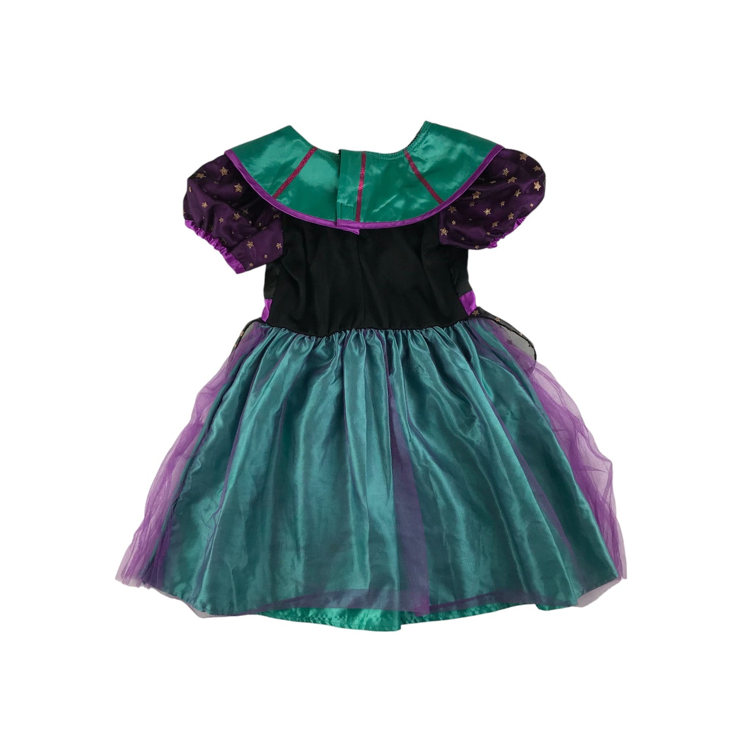 Morrisons costume dress 5-6 years black turquoise and purple sequin and glitter spooky dress