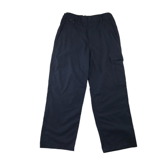 David Luke trousers 11-12 years navy blue plain cargo straight relaxed with elasticated waistband