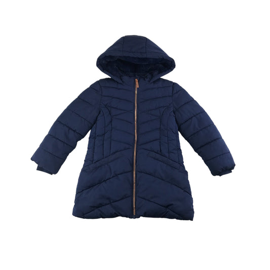 George Jacket Age 5 Navy Blue Parka Faux Fur lining with Hood