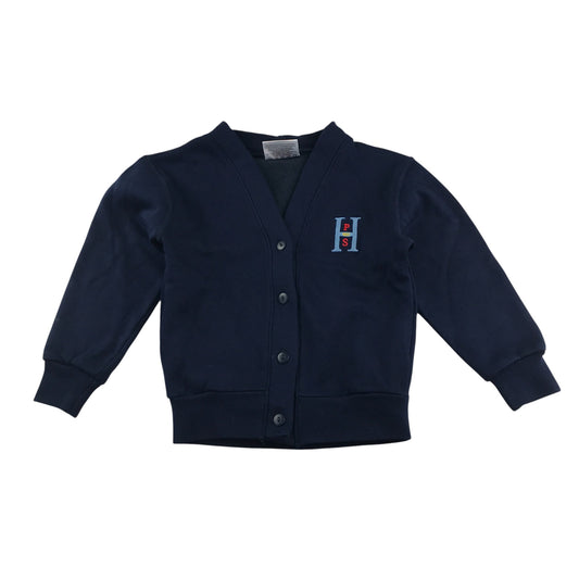 *Hallside Primary Navy Blue Cardigan Jersey Material