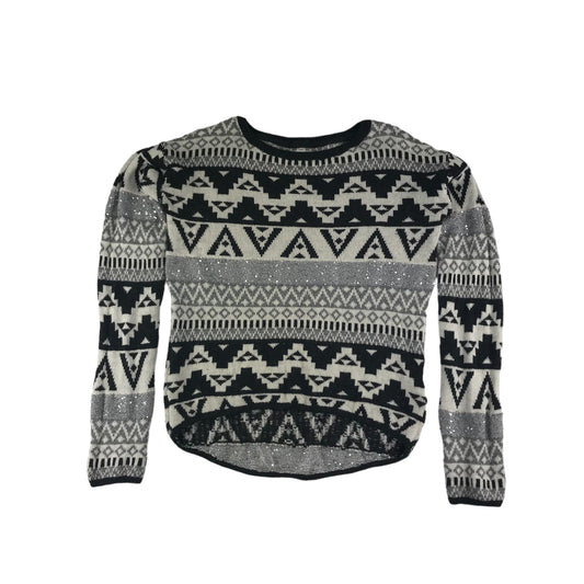 H&M Jumper Age 12-14 Grey Knit Pattern