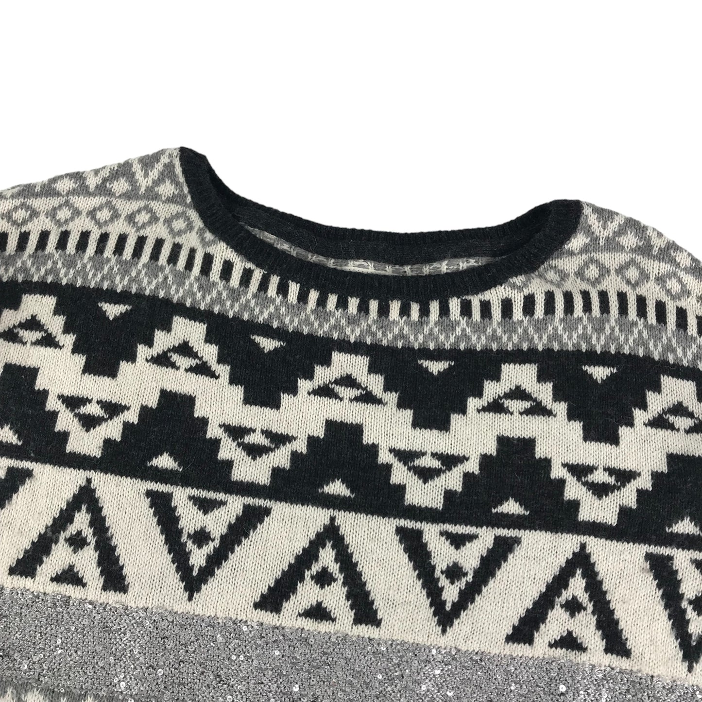 H&M Jumper Age 12-14 Grey Knit Pattern