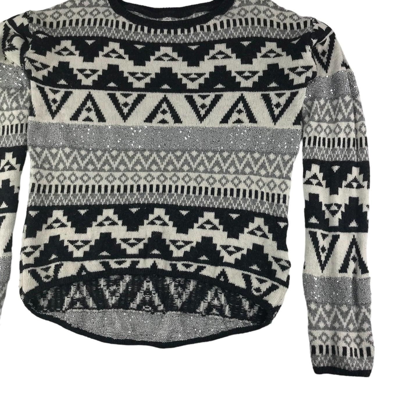 H&M Jumper Age 12-14 Grey Knit Pattern