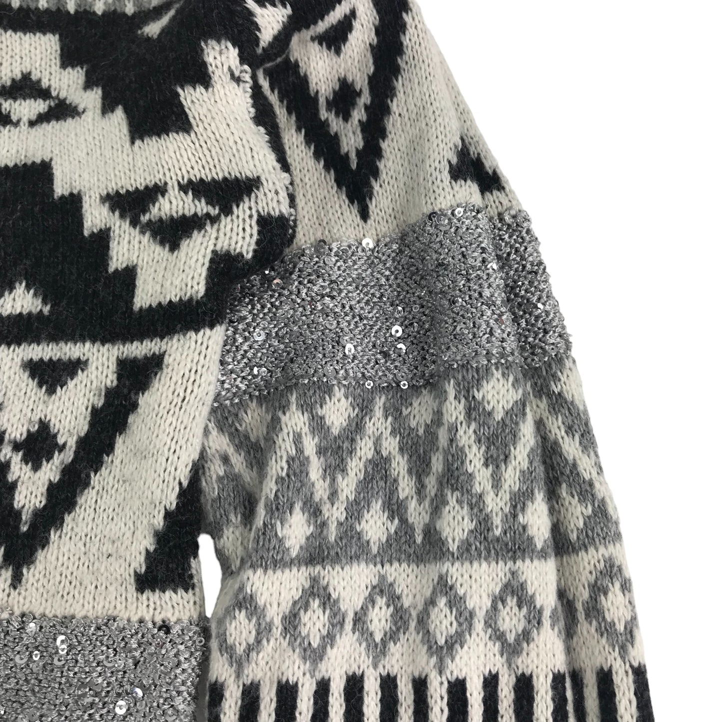 H&M Jumper Age 12-14 Grey Knit Pattern