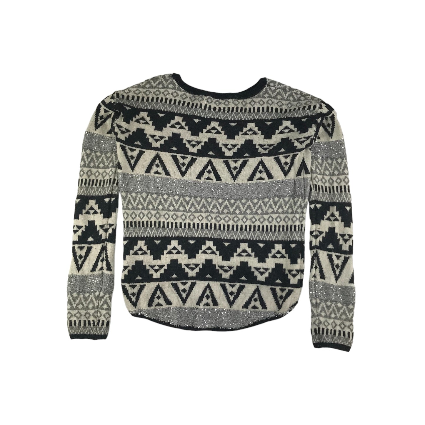 H&M Jumper Age 12-14 Grey Knit Pattern