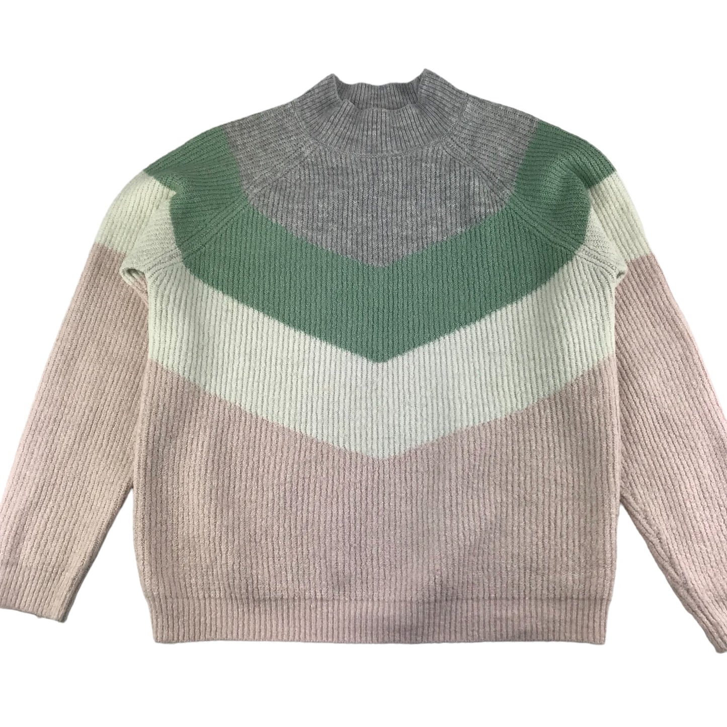 Primark Jumper Age 14 Grey green pink white panelling